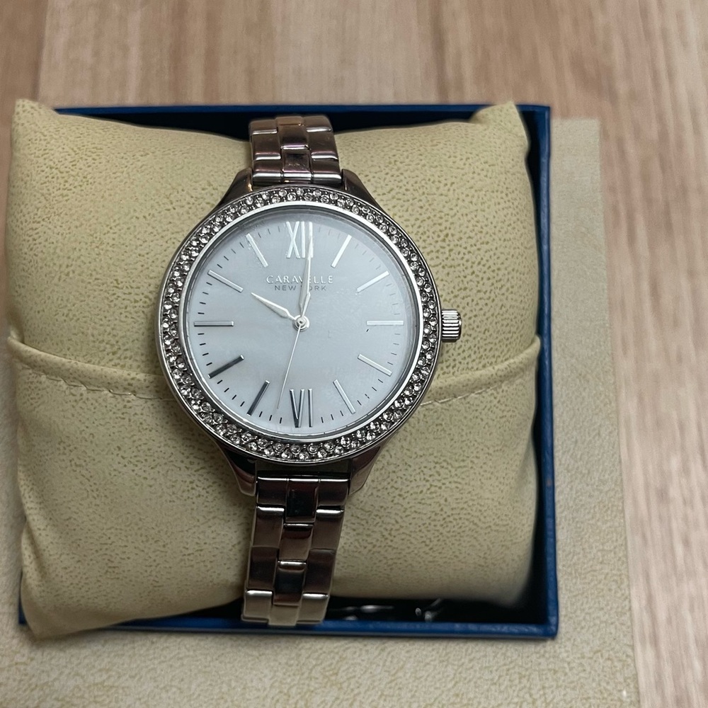 Caravelle New York Women's 43L165 Analog Display Japanese Quartz White Watch